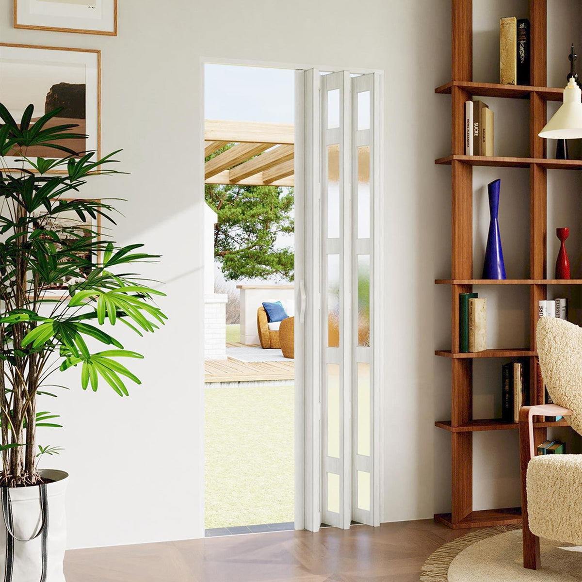 Irregular Frosted Window PVC Folding Door