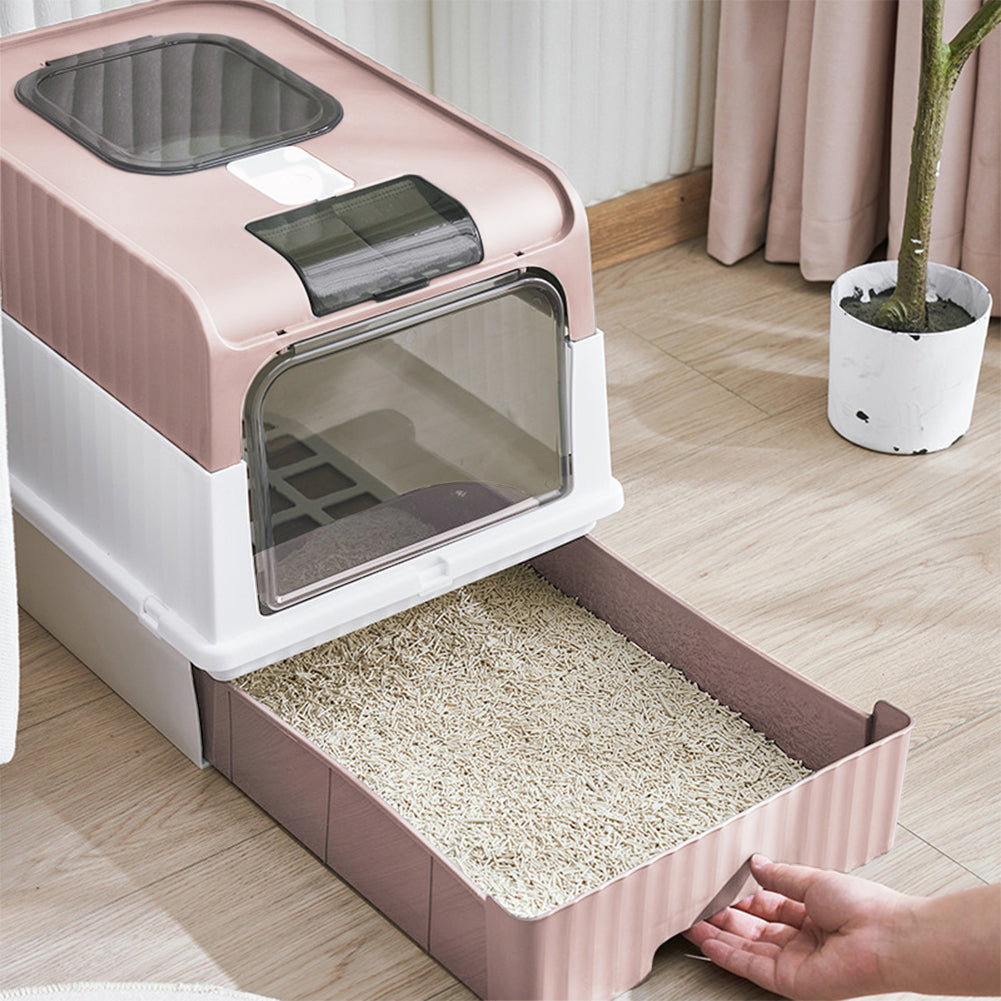 Fully Enclosed Cat Litter Box with UV Sterilization