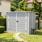 7 x 4 ft Outdoor Plastic Bike Storage Shed with Pent Roof & Double Doors