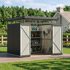 2 x 2.6m Metal Garden Storage Shed with Flat Roof & Lockable Double Doors