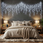 Solar-Powered LED Icicle String Lights with Remote Control