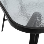 105CM Wide Square Glass-Top Outdoor Dining Table with Parasol Hole
