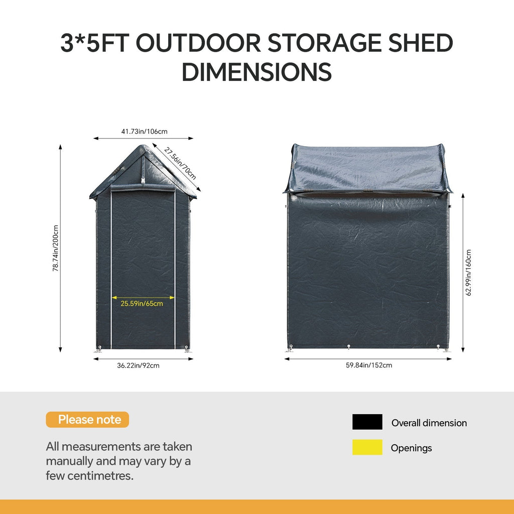 Garden Storage Shelter with Waterproof PE Cover & Metal Frame