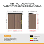 5 x 3 ft Steel Garden Storage Shed with Pent Roof & Lockable Door