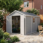 8 x 12 ft Aluminium-Framed Plastic Garden Storage Shed with Apex Roof