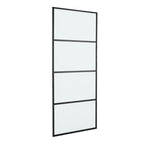 Frosted Glass Black Barn Door with Sliding Hardware Kit