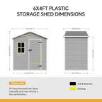 6 x 4 ft Plastic Garden Storage Shed with Apex Roof & Lockable Door