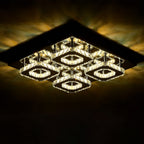 Select Dimmable Option Square Large-size Glamourous Crystal LED Ceiling Light