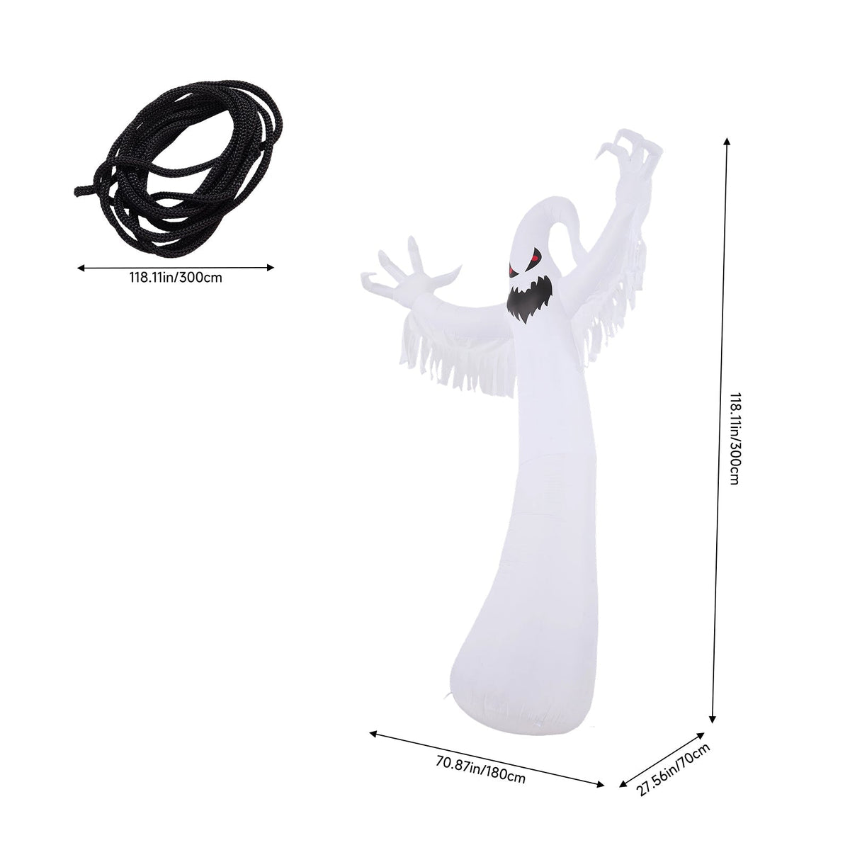 9 FT Halloween Inflatable Ghost Decoration with LED Lights