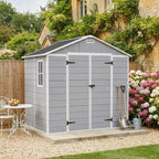 8 x 6 ft Plastic Garden Storage Shed with Apex Roof & Double Doors