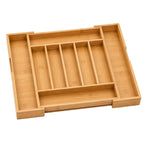 Expandable Bamboo Cutlery Drawer Organiser, Natural, 13.8-22 x 17.3 x 2 in