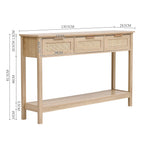 Rustic Wood Console Table with 3 Rattan Drawer