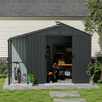 Galvanised Steel Garden Storage Shed with Apex Roof & Side Lean-to