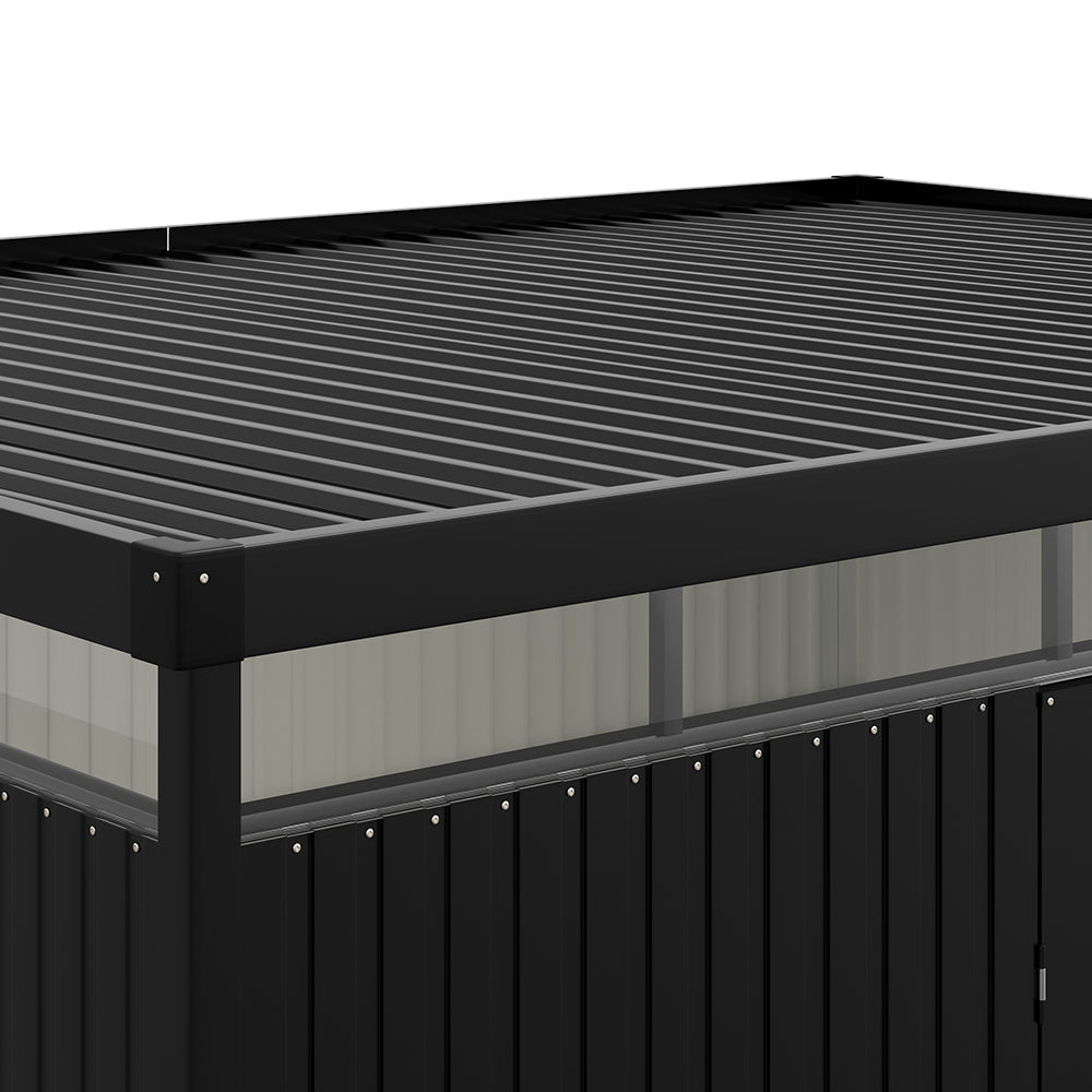 13 x 10 ft Metal Garden Storage Shed with Flat Roof & Padlockable Double Doors