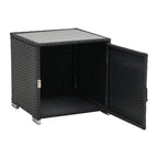 3 Piece Rattan Rattan Sun Lounger with Storage Table