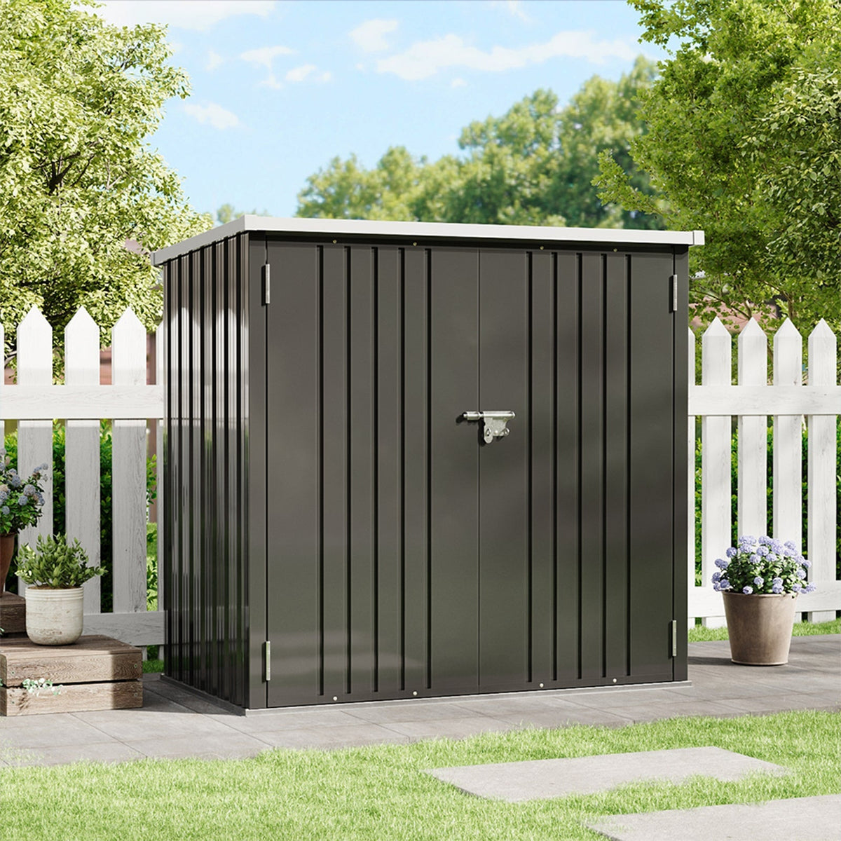 4.6 x 2.9 ft Metal Garden Storage Shed with Pent Roof & Lockable Doors
