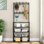 Entryway 4 Tier Shoe Rack with Coat Hanger