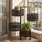 2–5 Tier Kitchen Storage Organiser with Rotating Baskets and Castors