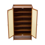 111CM H Modern Shoe Storage Cabinet with Rattan-Effect Doors