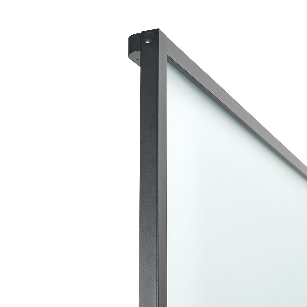 Frosted Glass Black Barn Door with Sliding Hardware Kit