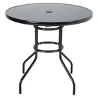 Black Metal Round Outdoor Dining Table with Parasol Hole