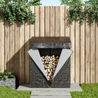 70CM Depth Metal Garden Firewood Rack Storage Shed with Roof and Cover