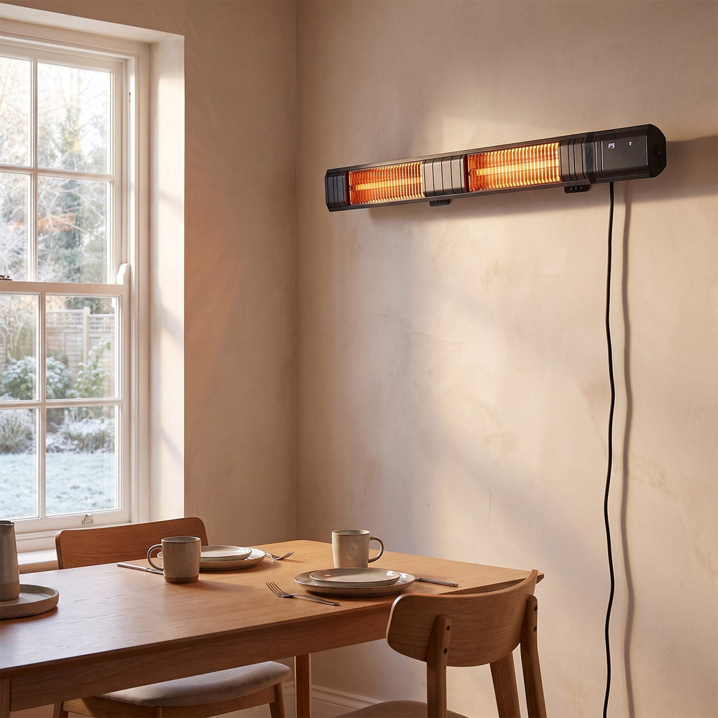 3000W Wall-Mounted Infrared Patio Heater with 9 Temperature Settings & 24H Timer