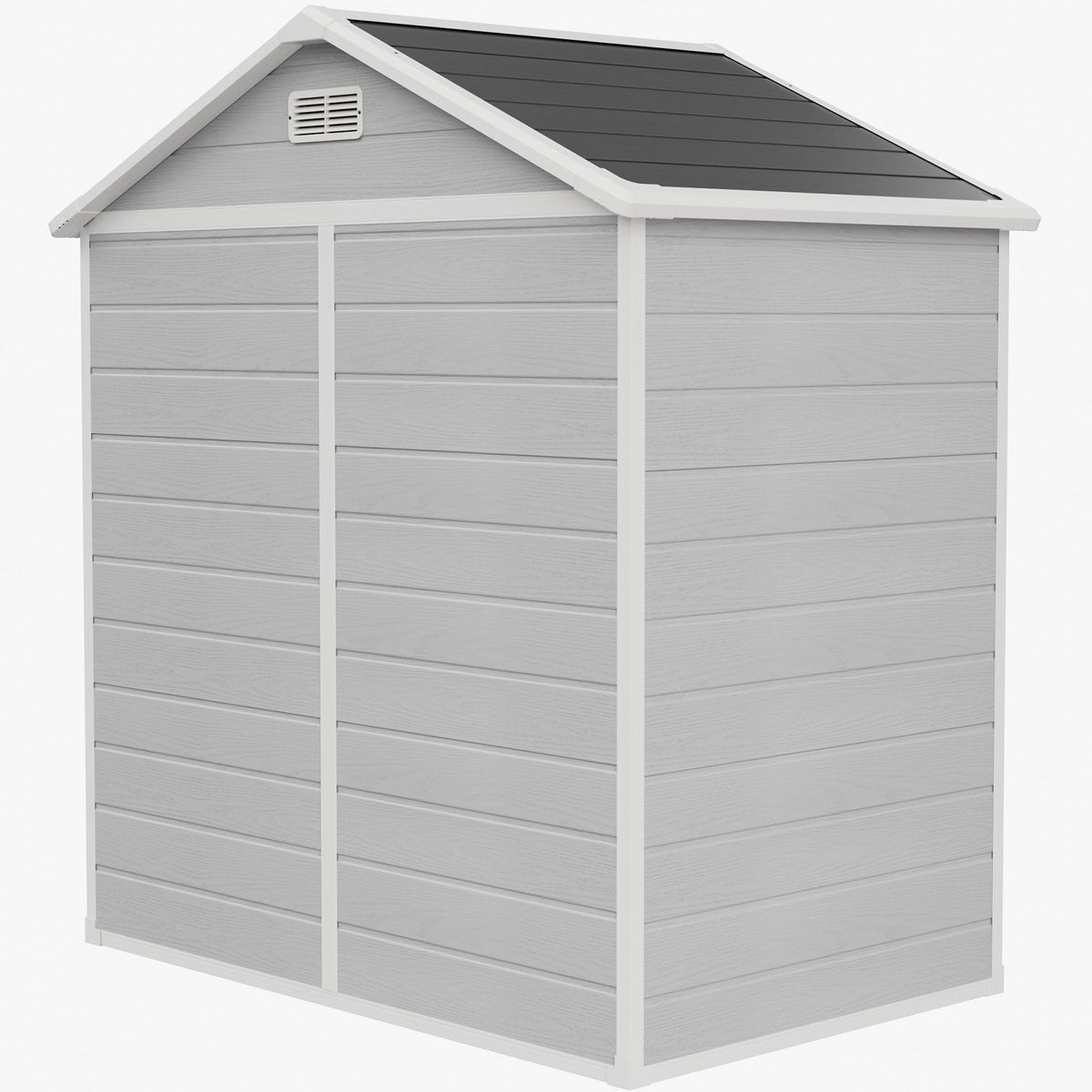 6 x 4 ft Plastic Garden Shed with Apex Roof & Lockable Double Doors