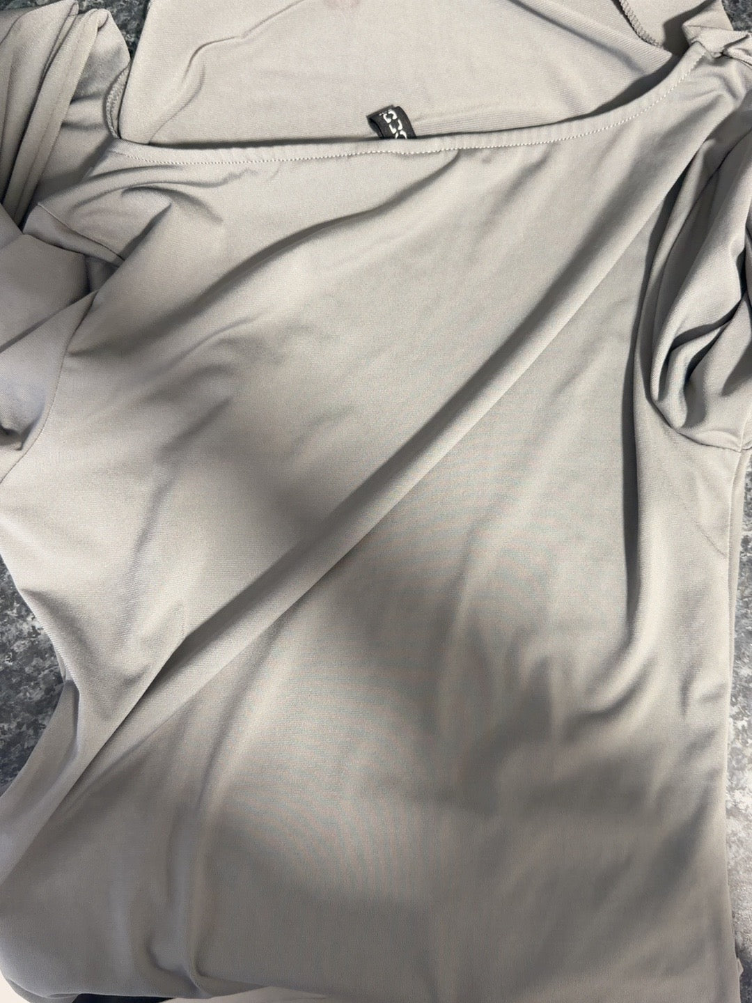 Plain light grey women's shirt with wide neckline