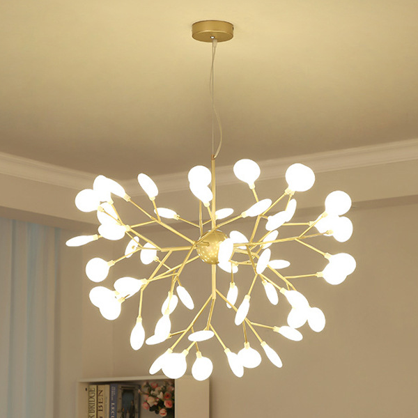 Modern Firefly LED chandelier by DEMOLIGHTS featuring Nordic leaf branch design with delicate LED lights for elegant lighting.