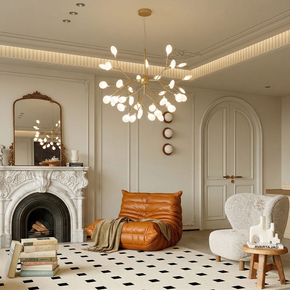 Modern Firefly LED chandelier by DEMOLIGHTS featuring Nordic leaf branch design with glowing LED lights and elegant pendant style.