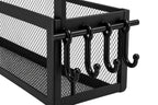 Over-Cabinet Hanging Metal Mesh Basket with 4 Hooks, Black, 11.81 x 5.12 x 8.07 in